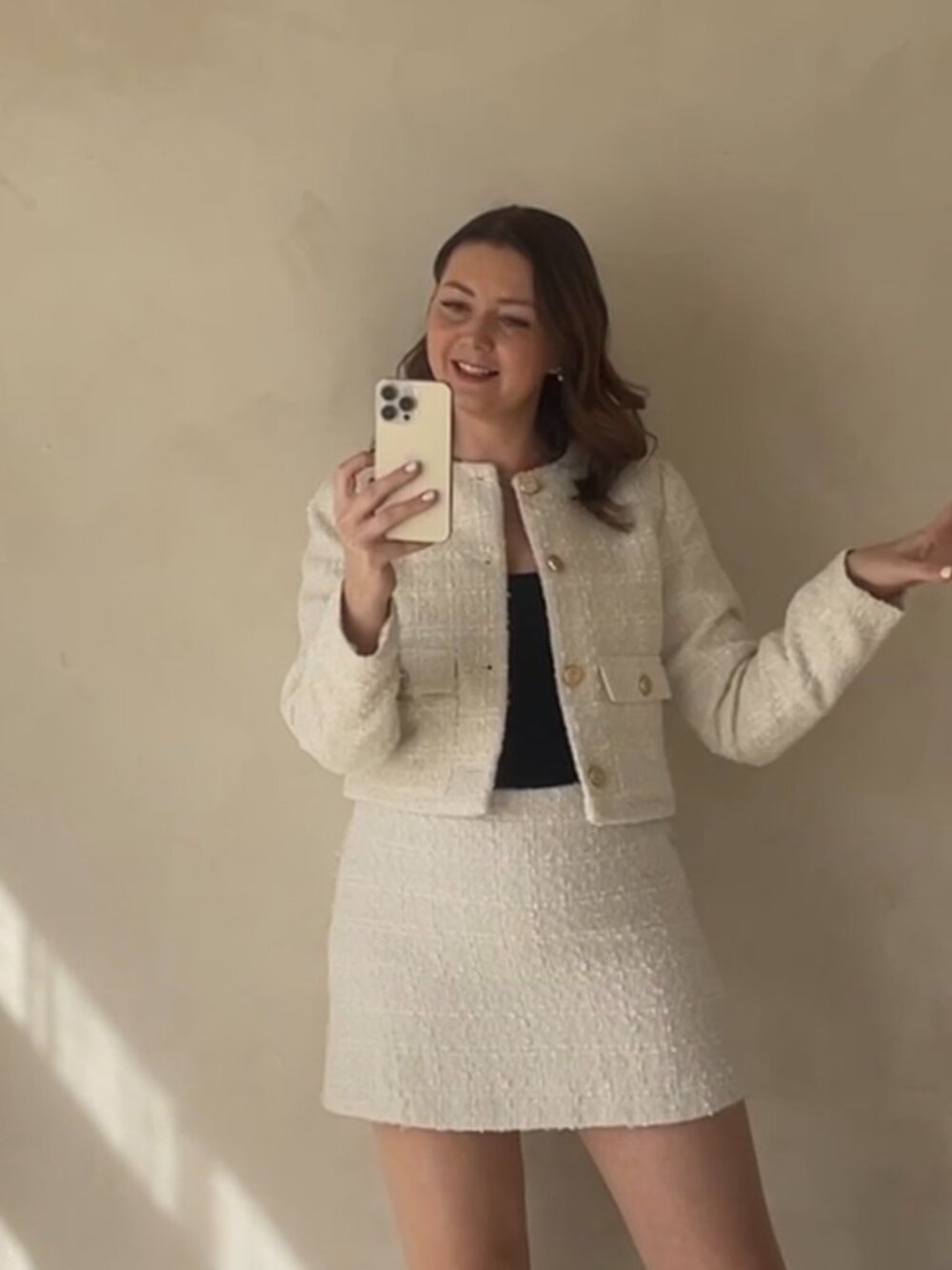 Abercrombie and Fitch cream tweed set